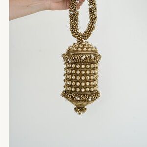 Ramla Shimmer Purse Handbag Elegant Gold and Pearl Women